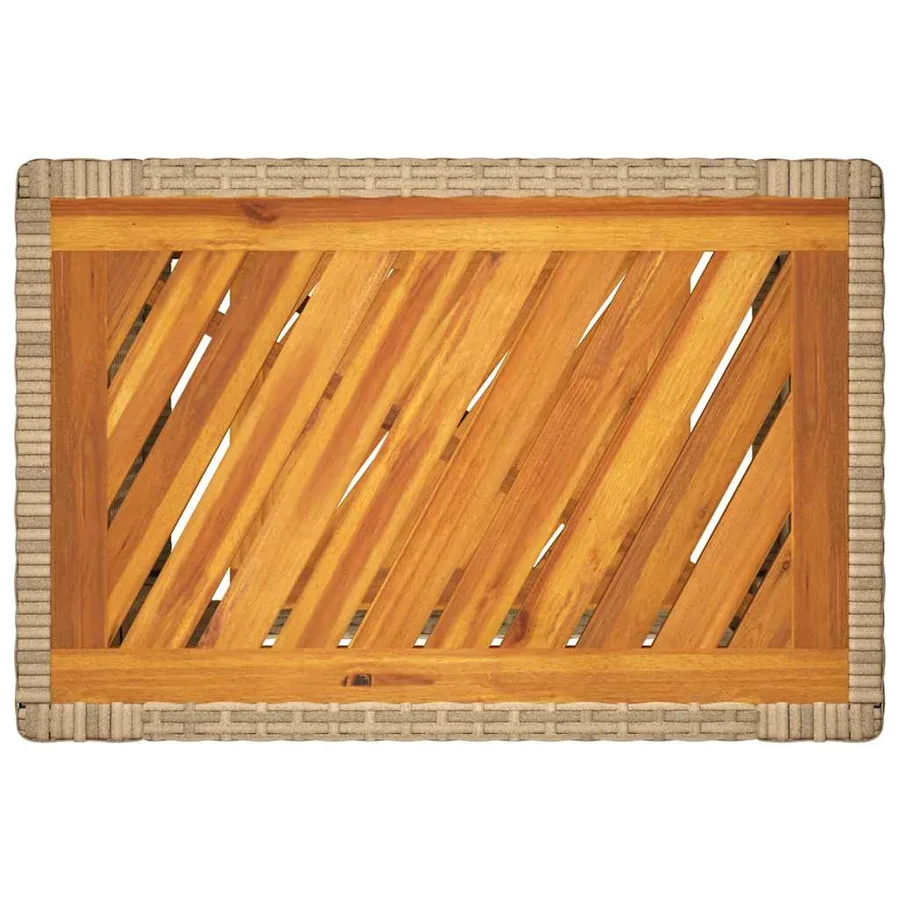 Table d'appoint de jardin dessus en bois beige 60x40x75 cm - 8