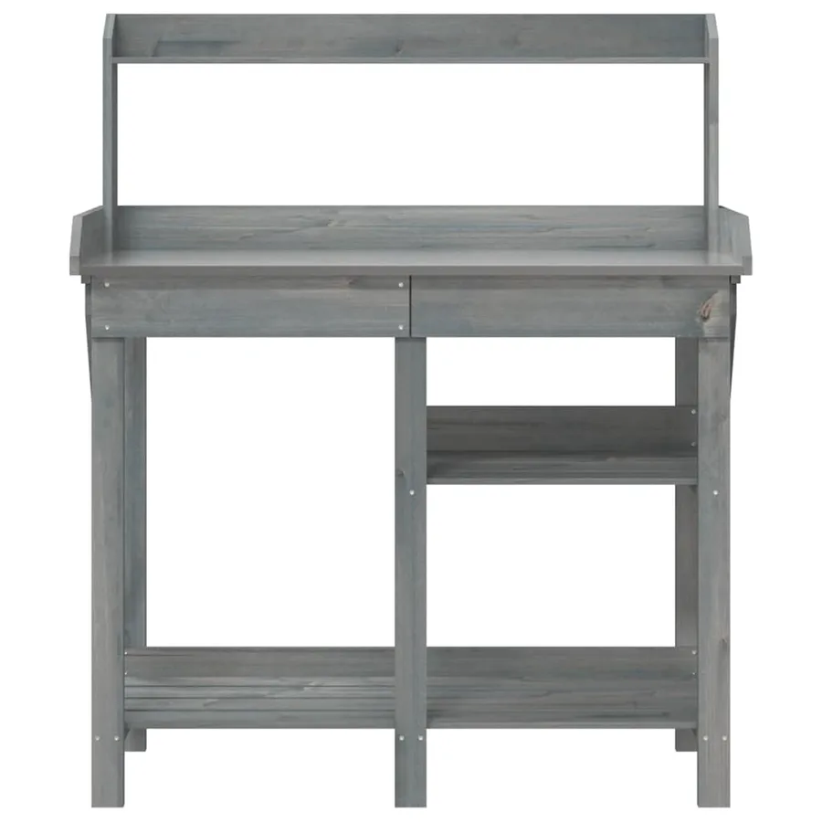 Banc de rempotage avec étagères gris bois massif de sapin - 5