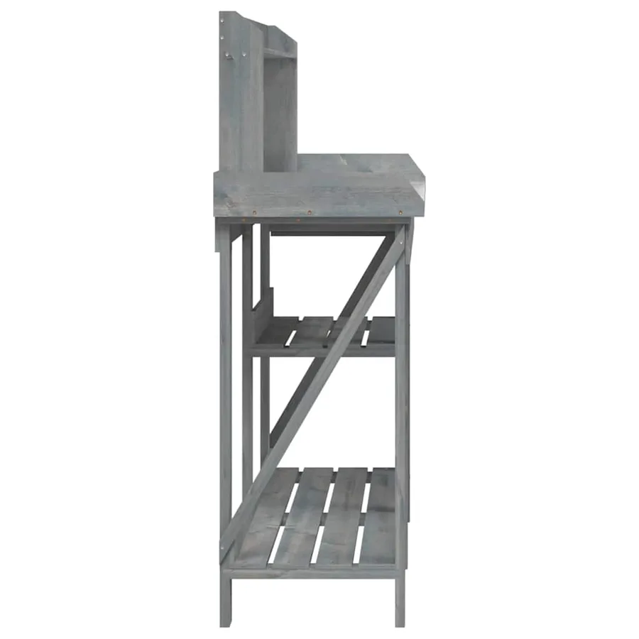 Banc de rempotage avec étagères gris bois massif de sapin - 6
