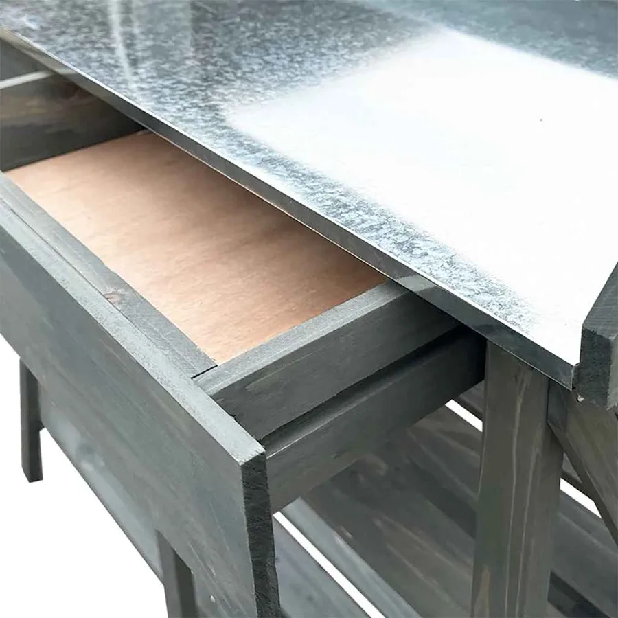 Banc de rempotage avec étagères gris bois massif de sapin - 8