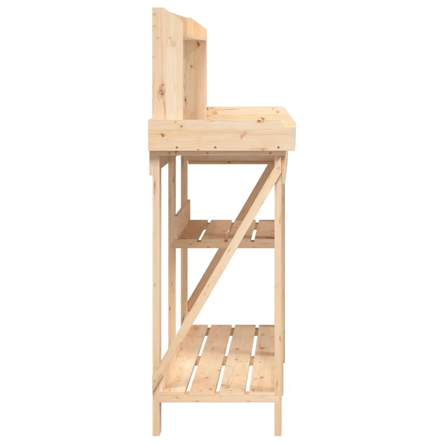 Banc de rempotage avec étagères bois massif de sapin - 6