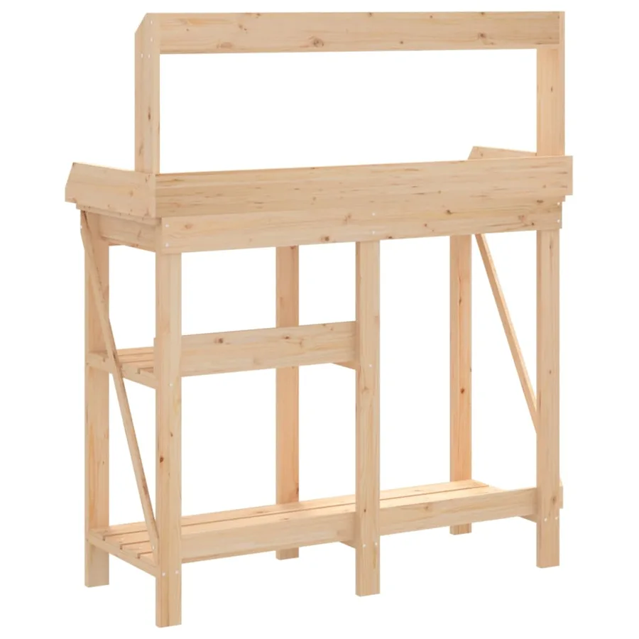 Banc de rempotage avec étagères bois massif de sapin - 7