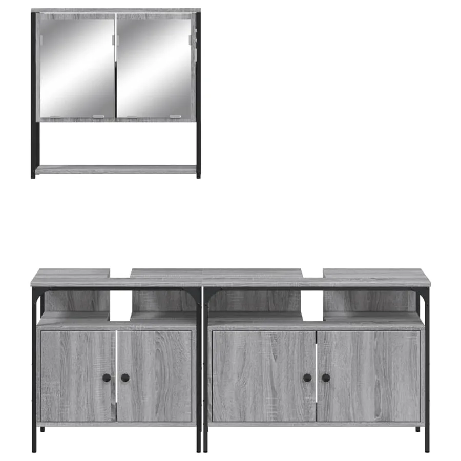 Ensemble de meubles de salle de bain 3 pcs Sonoma gris - 5