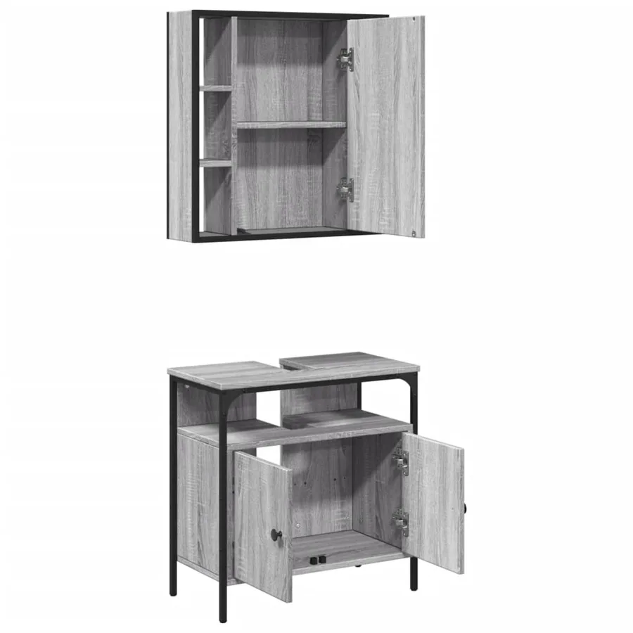 Ensemble de meubles de salle de bain 2 pcs Sonoma gris - 5