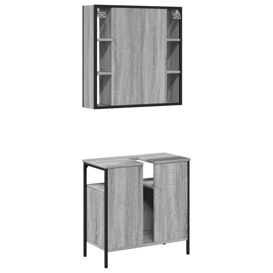 Ensemble de meubles de salle de bain 2 pcs Sonoma gris - 8