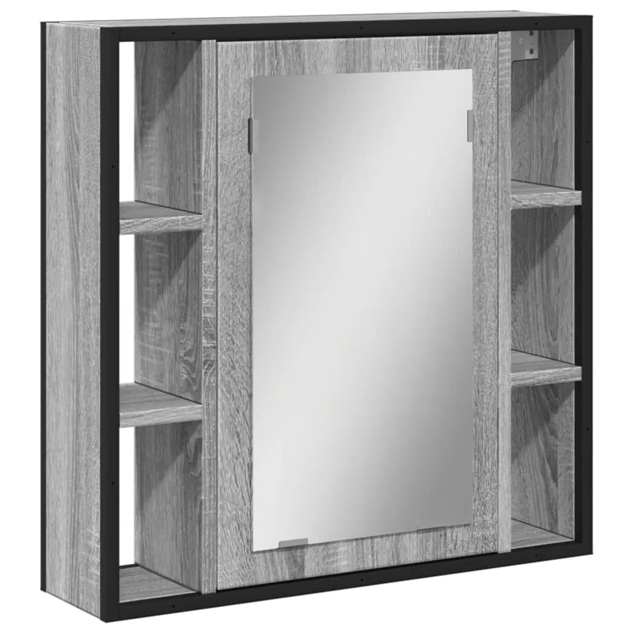 Armoire à miroir de salle de bain sonoma gris bois d’ingénierie - 2
