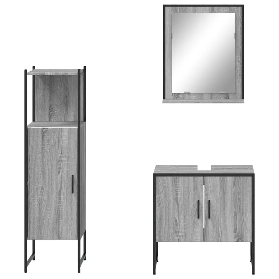 Ensemble d'armoires de salle de bain 3 pcs sonoma gris - 6