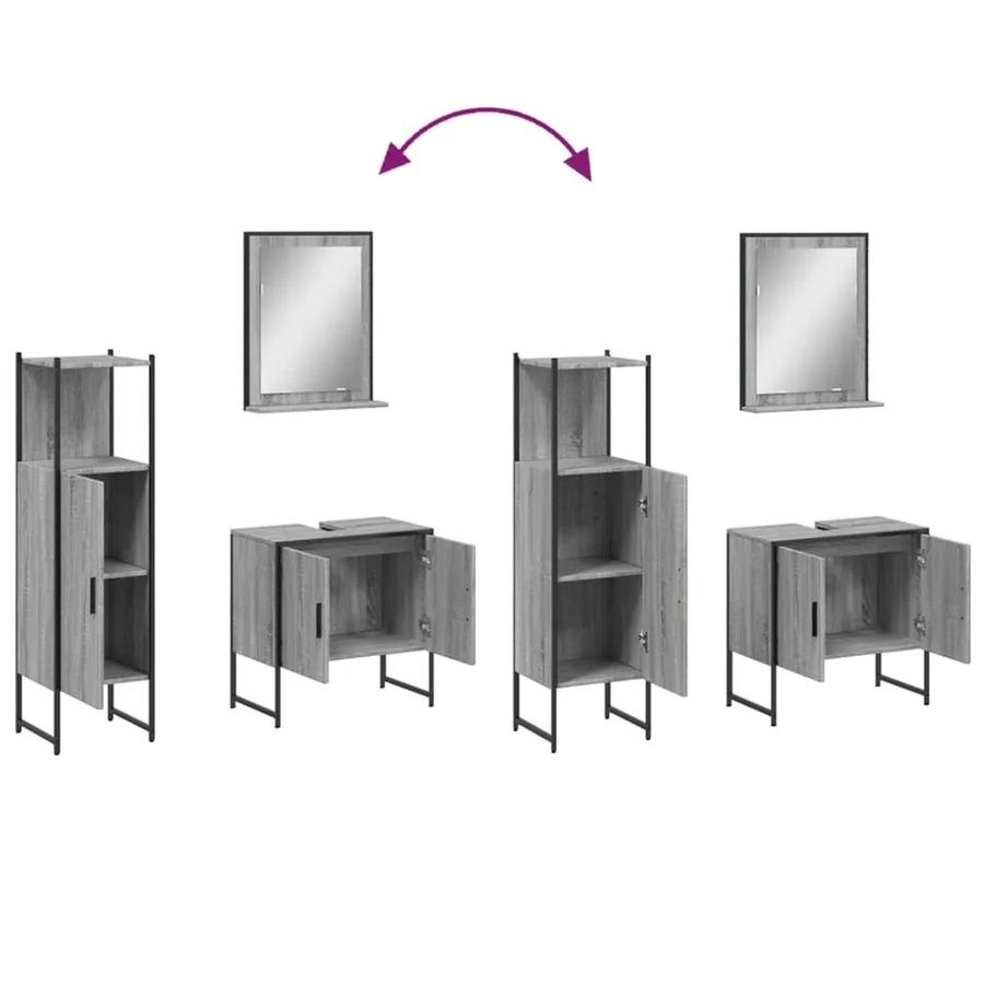 Ensemble d'armoires de salle de bain 3 pcs sonoma gris - 9