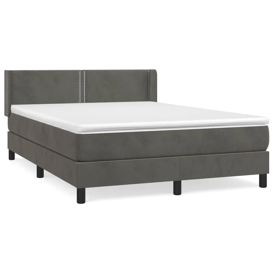 Sommier à lattes de lit et matelas Gris foncé 140x190cm Velours - 2