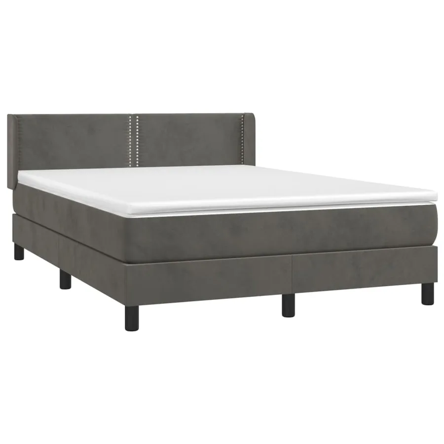 Sommier à lattes de lit et matelas Gris foncé 140x190cm Velours - 3