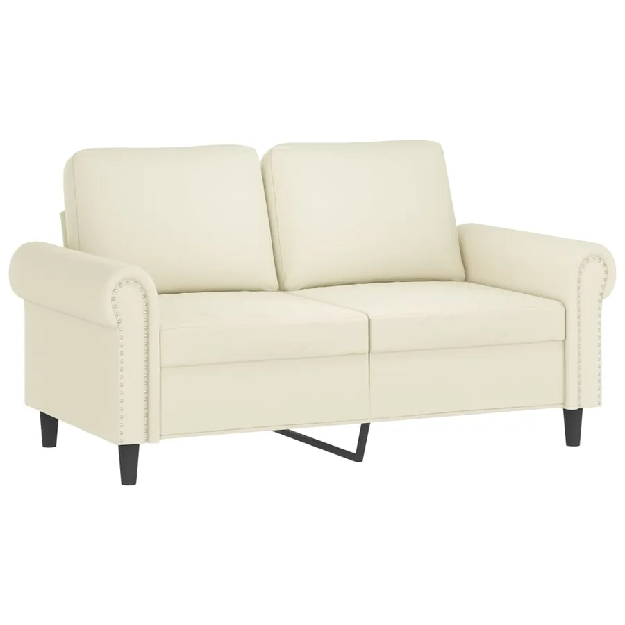 Canapé 2 places avec oreillers décoratifs crème 120 cm velours - 4