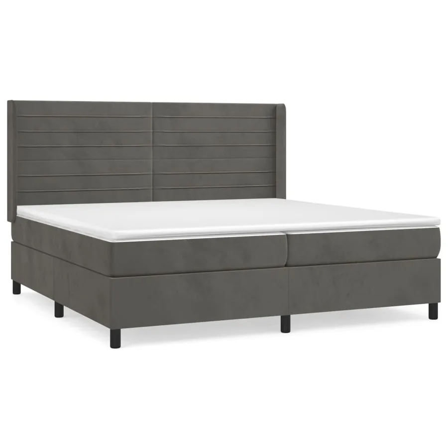 Sommier à lattes de lit et matelas Gris foncé 200x200cm Velours - 2