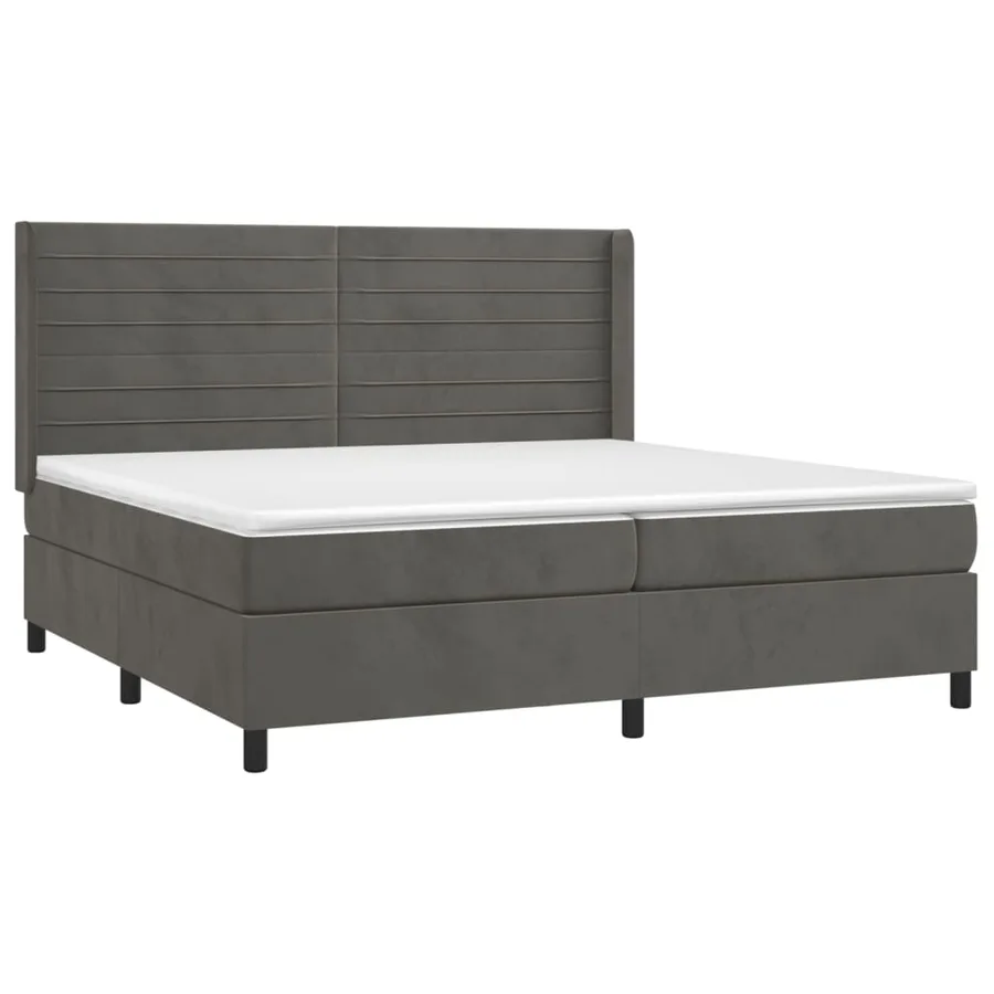 Sommier à lattes de lit et matelas Gris foncé 200x200cm Velours - 3