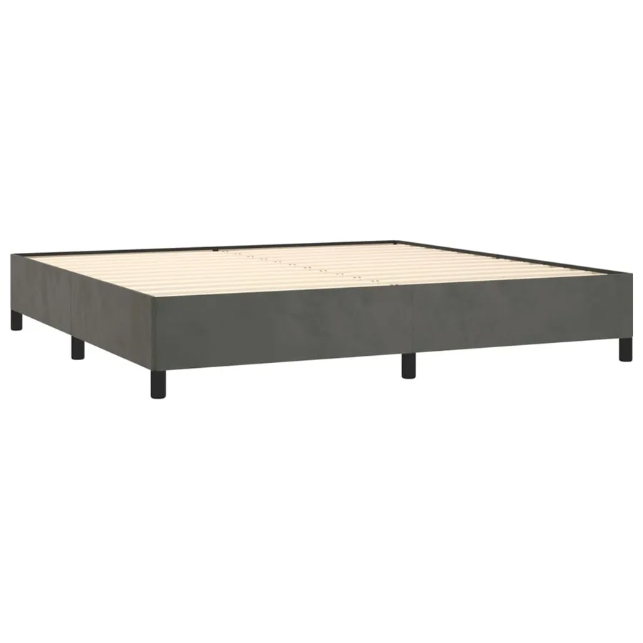Sommier à lattes de lit et matelas Gris foncé 200x200cm Velours - 4