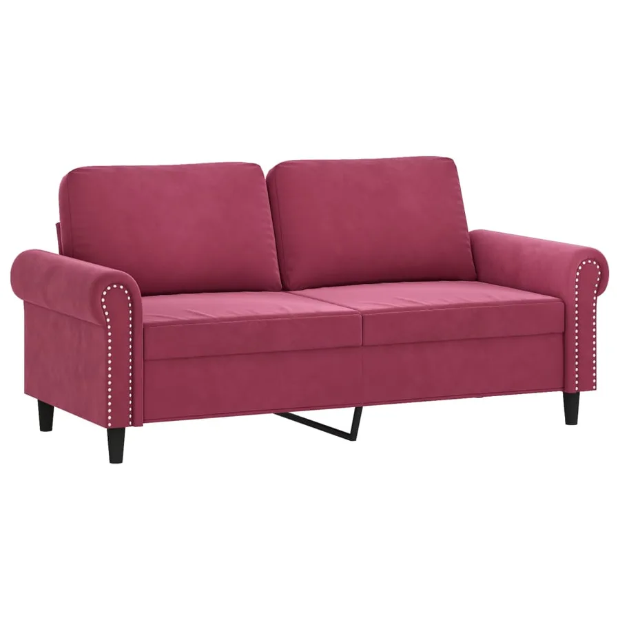 Ensemble de canapés 2 pcs avec coussins Rouge bordeaux Velours - 3