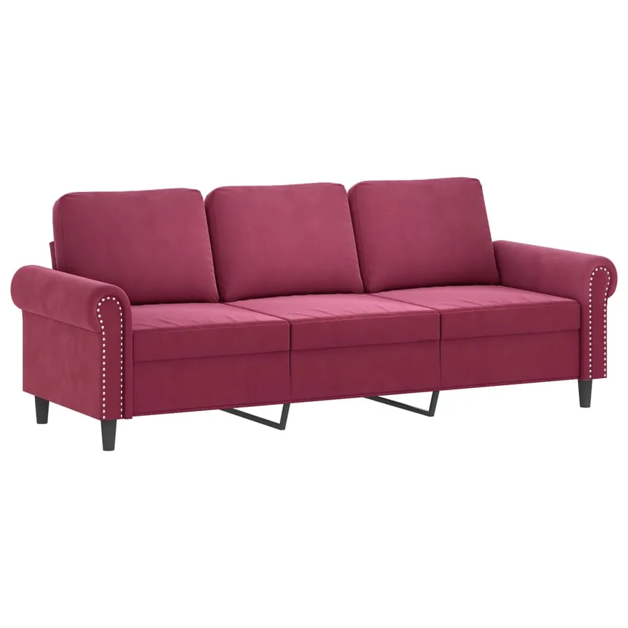 Ensemble de canapés 2 pcs avec coussins Rouge bordeaux Velours - 4