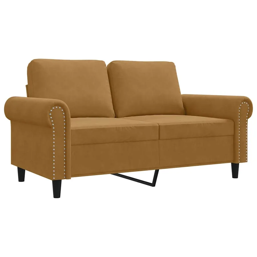 Canapé à 2 places Marron 120 cm Velours - 2