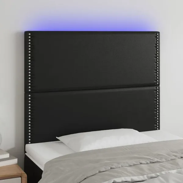 Tête de lit à LED Noir 90x5x118/128 cm Similicuir