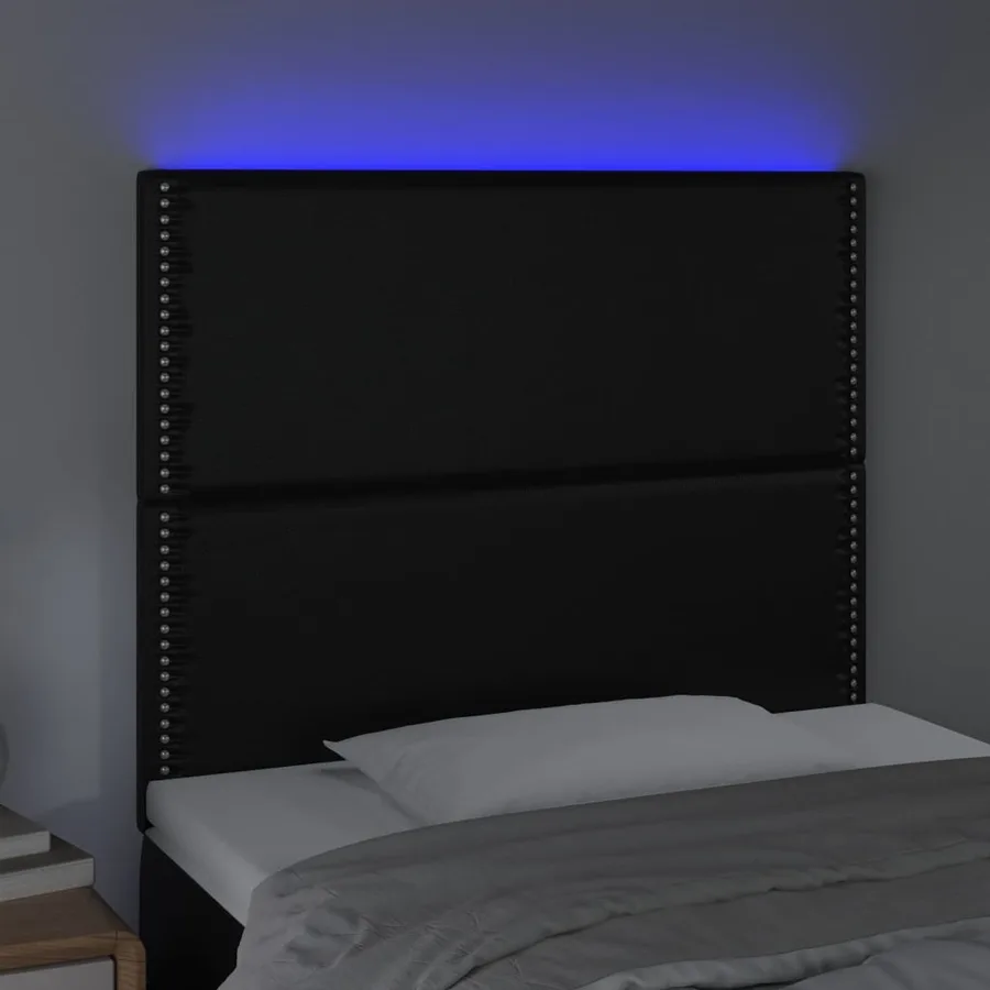Tête de lit à LED Noir 90x5x118/128 cm Similicuir - 3