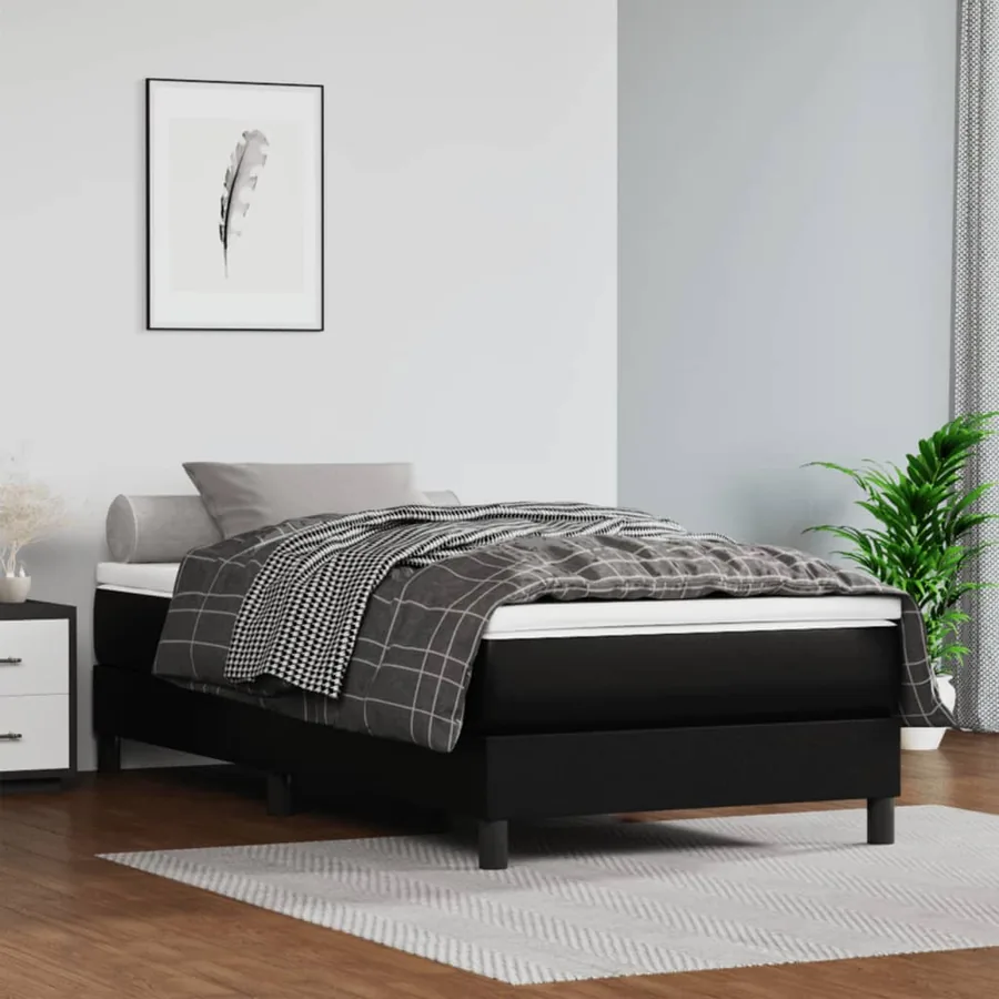 Matelas de lit à ressorts ensachés fermeté moyenne noir 120x190x20cm Similicuir