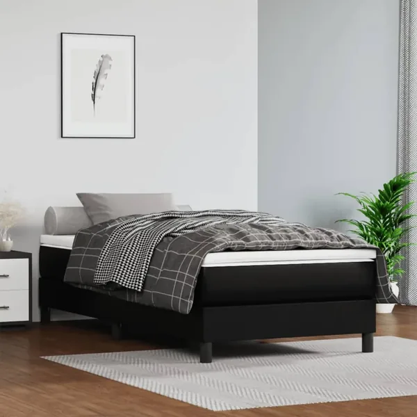 Matelas de lit à ressorts ensachés fermeté moyenne noir 120x190x20cm Similicuir