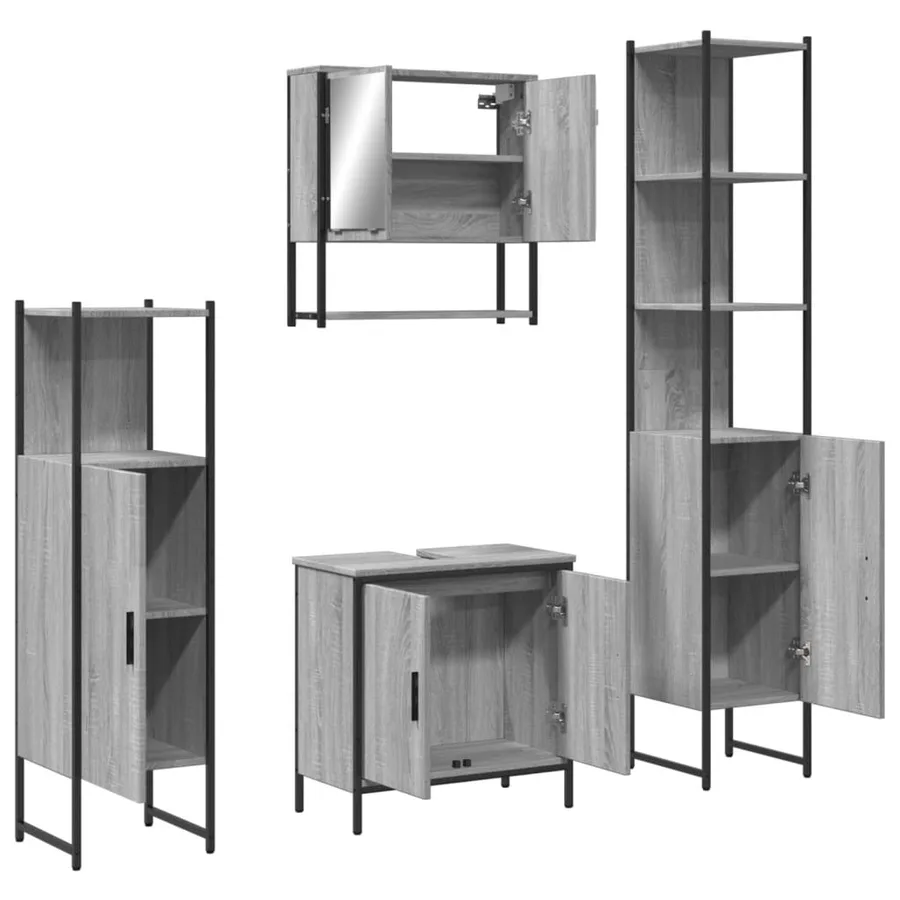 Ensemble de meubles de salle de bain 4 pcs Sonoma gris - 5