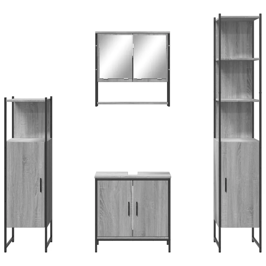 Ensemble de meubles de salle de bain 4 pcs Sonoma gris - 6