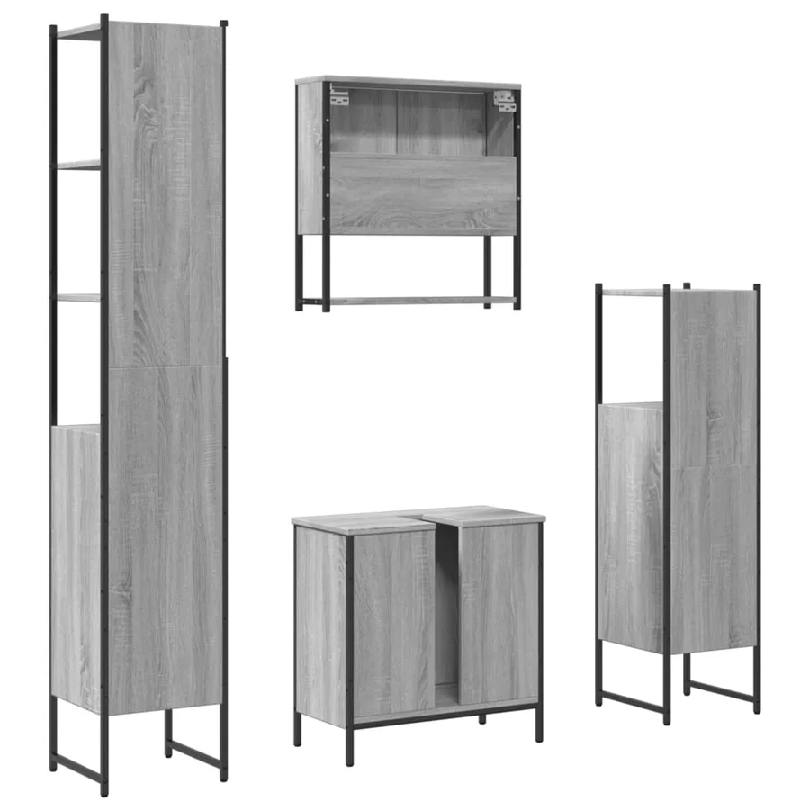 Ensemble de meubles de salle de bain 4 pcs Sonoma gris - 8