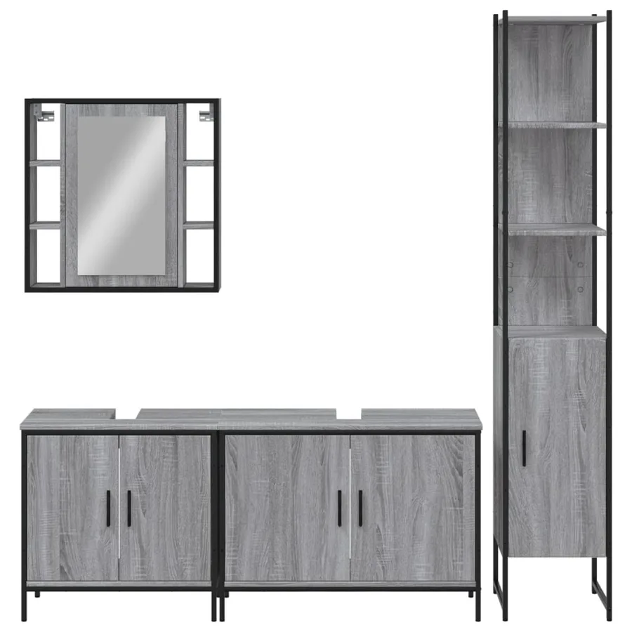 Ensemble d'armoires de salle de bain 4 pcs sonoma gris - 6