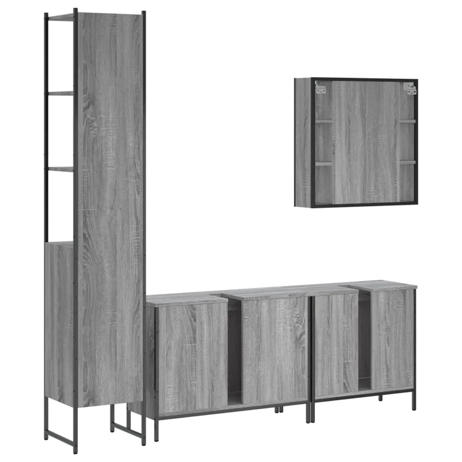 Ensemble d'armoires de salle de bain 4 pcs sonoma gris - 8