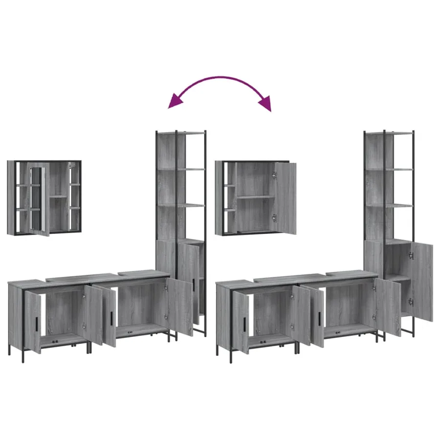 Ensemble d'armoires de salle de bain 4 pcs sonoma gris - 9