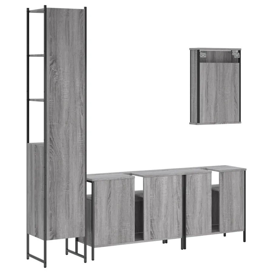 Ensemble de meubles de salle de bain 4 pcs Sonoma gris - 8