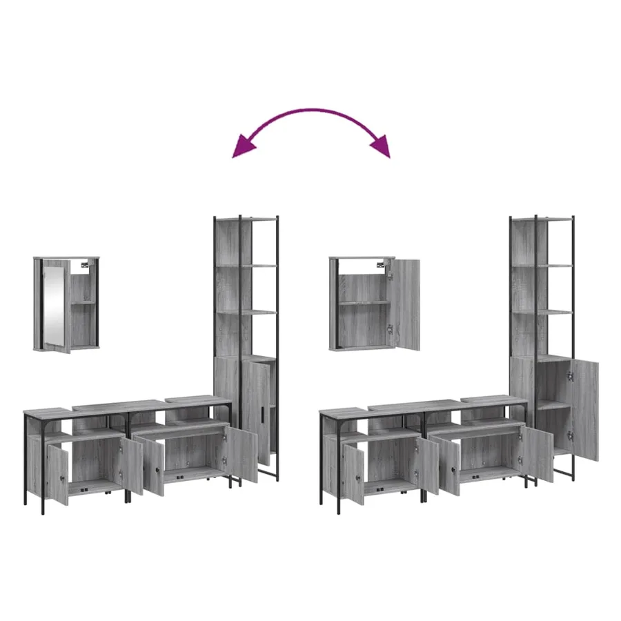 Ensemble de meubles de salle de bain 4 pcs Sonoma gris - 9