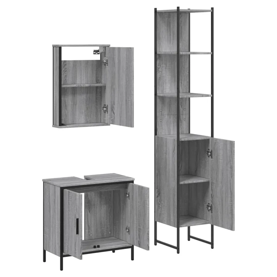 Ensemble de meubles de salle de bain 3 pcs Sonoma gris - 5