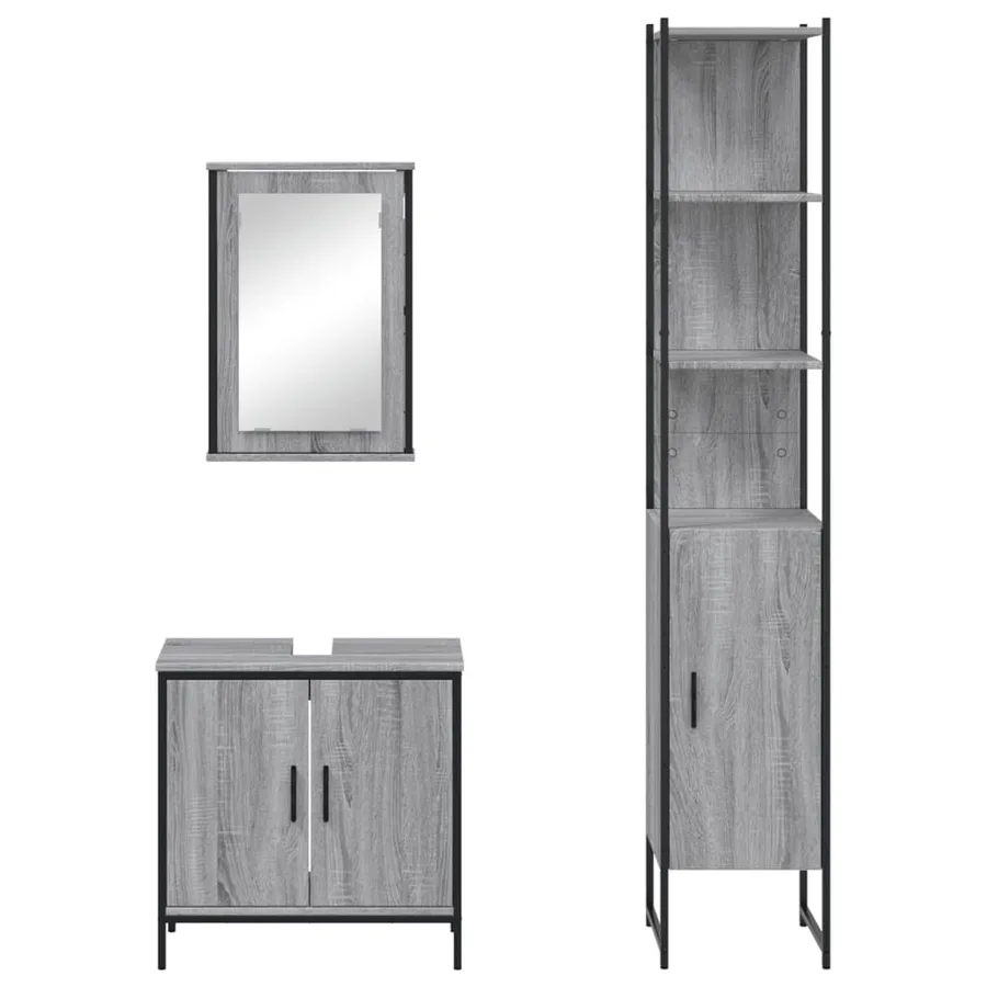 Ensemble de meubles de salle de bain 3 pcs Sonoma gris - 6