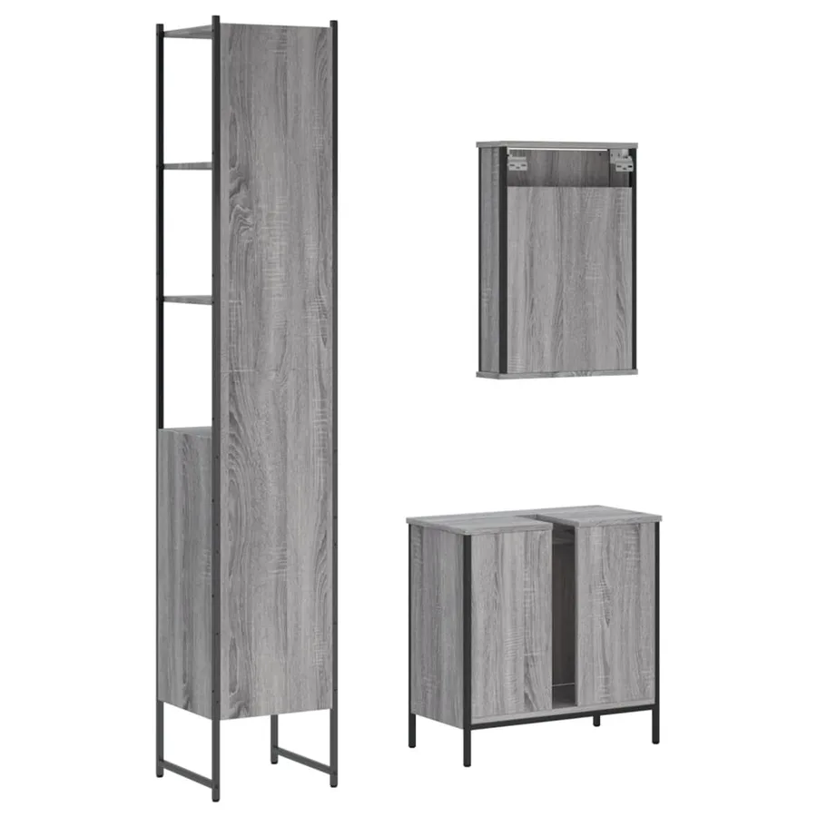 Ensemble de meubles de salle de bain 3 pcs Sonoma gris - 8