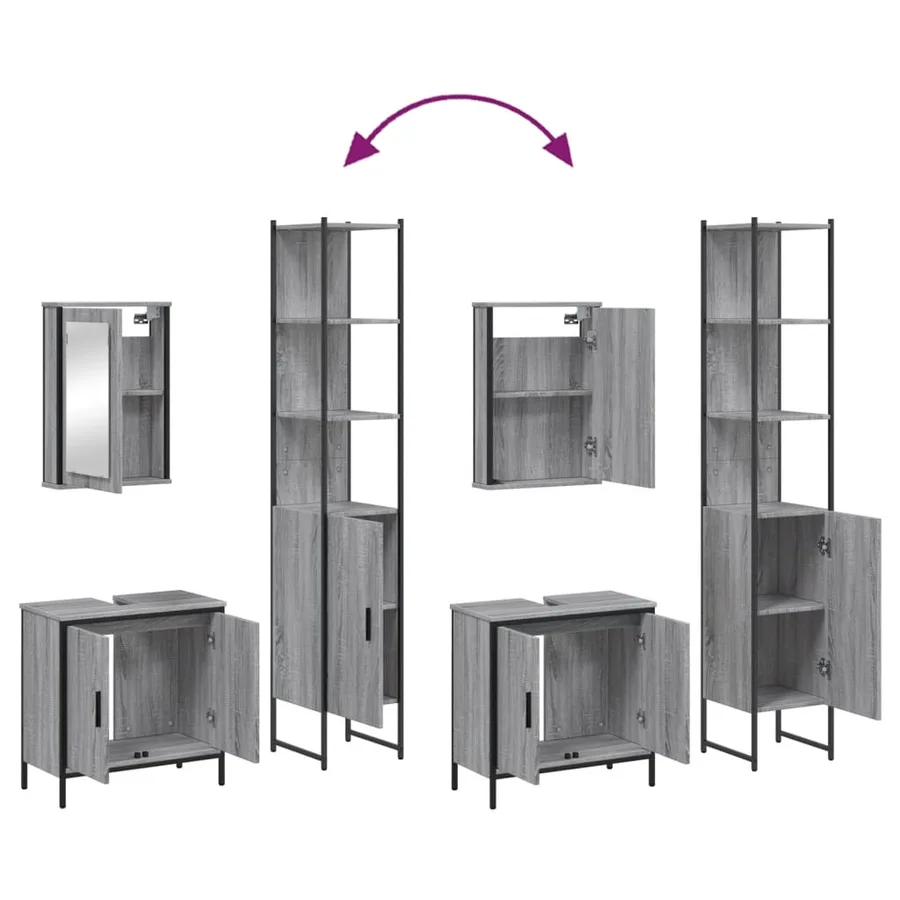 Ensemble de meubles de salle de bain 3 pcs Sonoma gris - 9