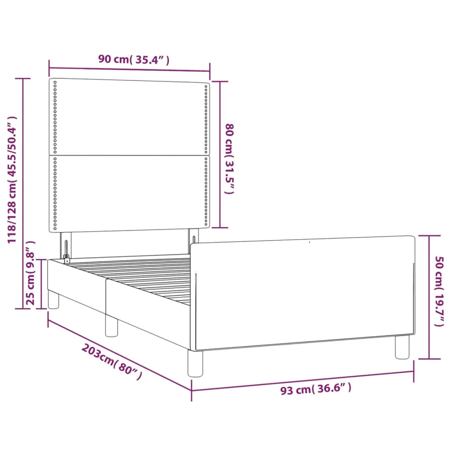 Cadre de lit sans matelas noir 90x200 cm similicuir - 14