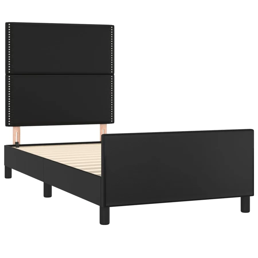 Cadre de lit sans matelas noir 90x200 cm similicuir - 4