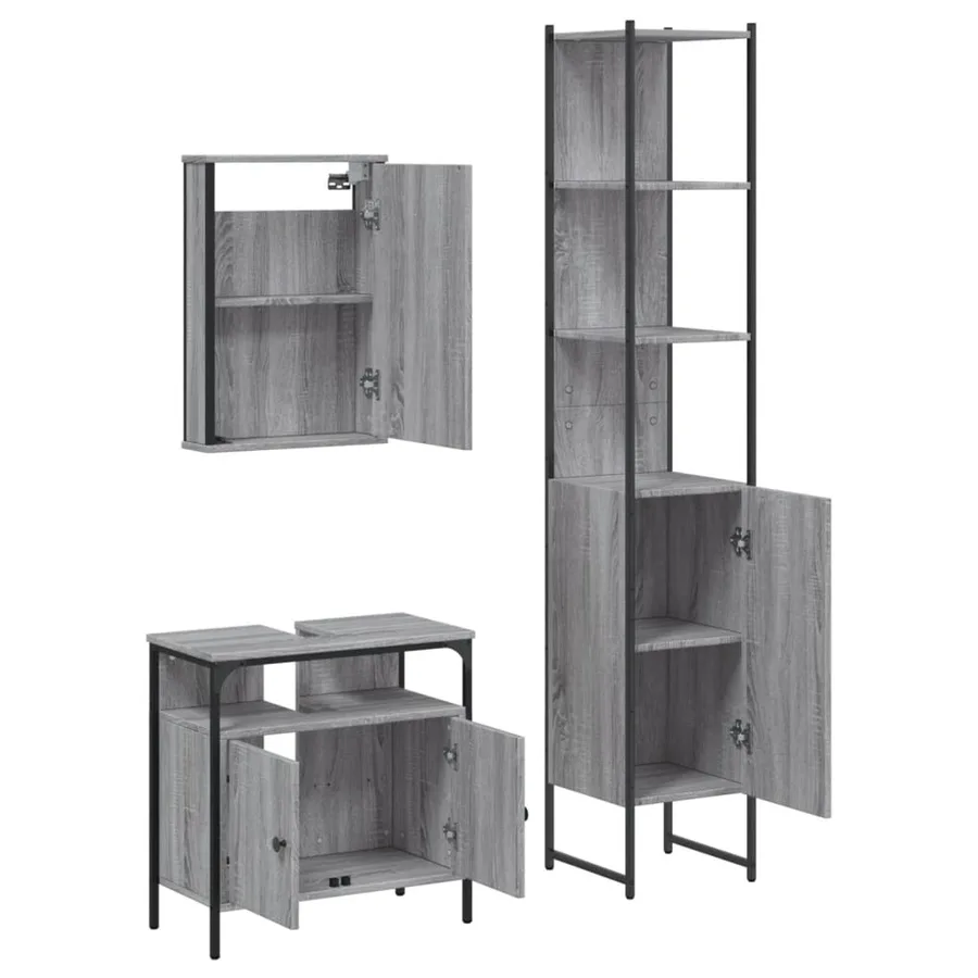 Ensemble de meubles de salle de bain 3 pcs Sonoma gris - 5