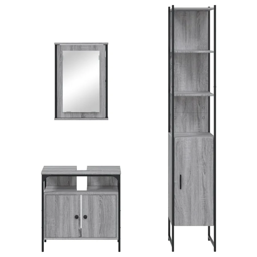 Ensemble de meubles de salle de bain 3 pcs Sonoma gris - 6