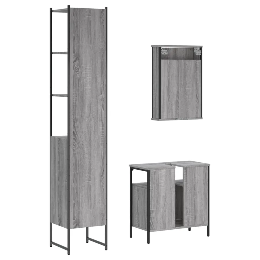 Ensemble de meubles de salle de bain 3 pcs Sonoma gris - 8