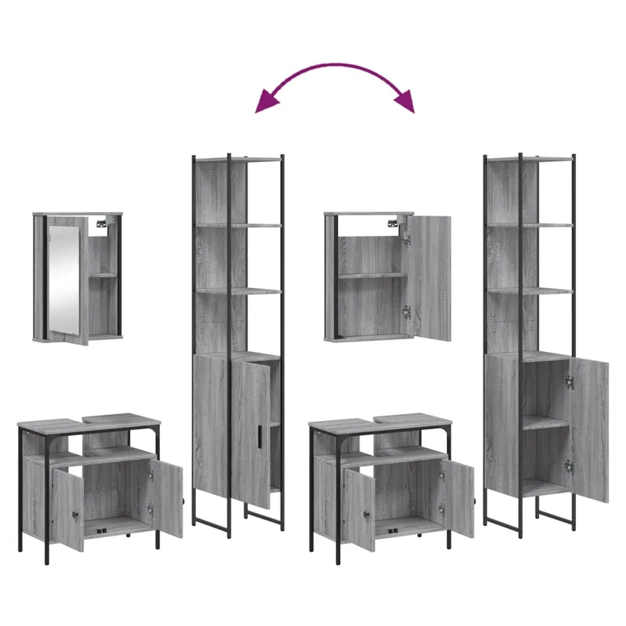 Ensemble de meubles de salle de bain 3 pcs Sonoma gris - 9