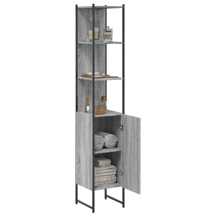 Armoire de salle de bain sonoma gris bois d'ingénierie - 4