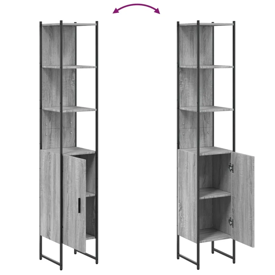Armoire de salle de bain sonoma gris bois d'ingénierie - 9