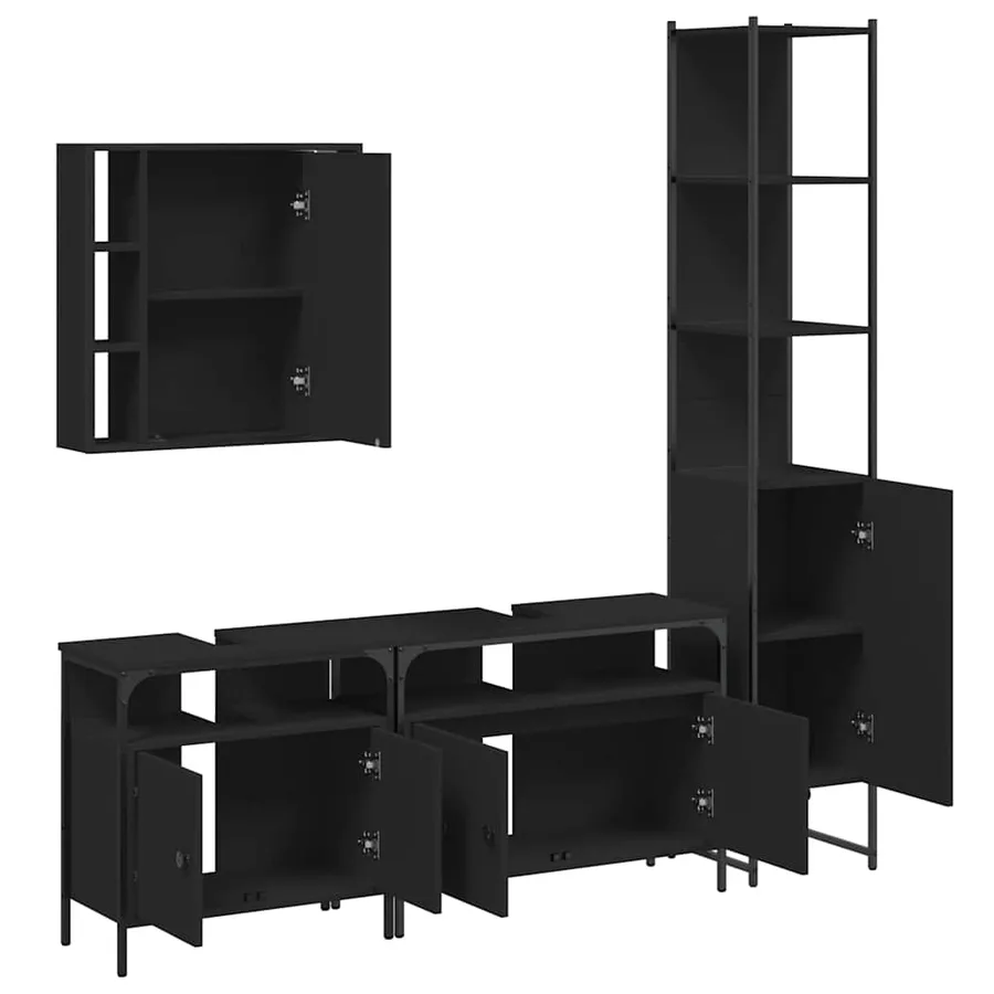 Ensemble d’armoires salle de bain 4 pcs noir bois d'ingénierie - 5