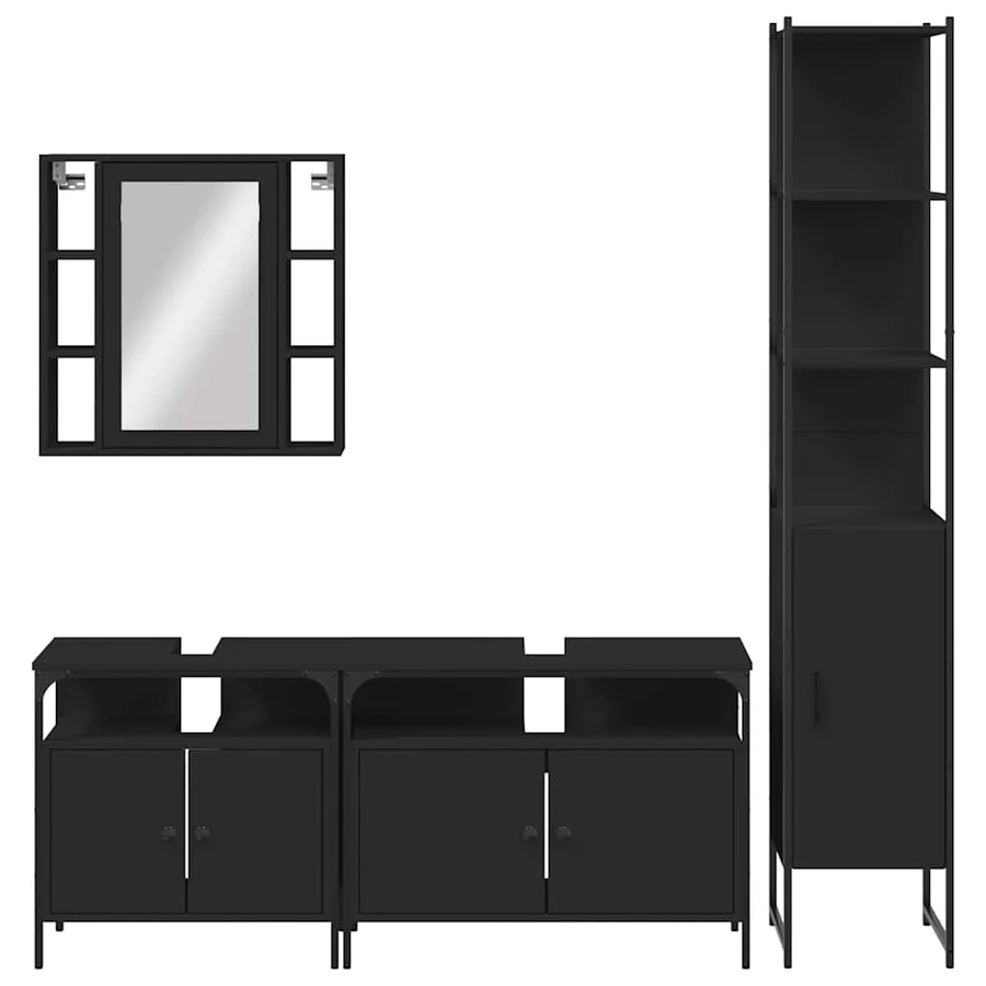 Ensemble d’armoires salle de bain 4 pcs noir bois d'ingénierie - 6