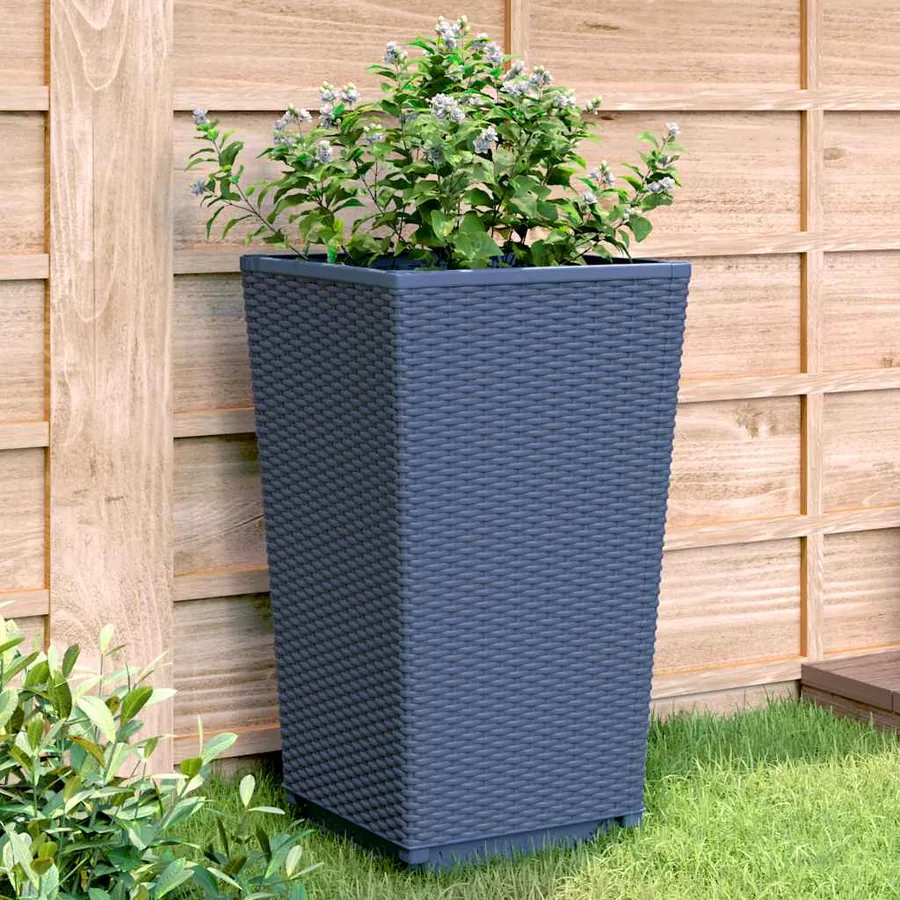 Jardinières 4 pcs bleu gris 32,5x32,5x57 cm PP