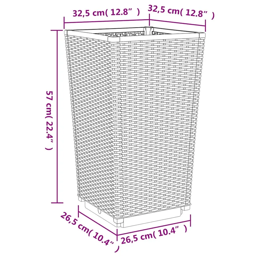 Jardinières 4 pcs bleu gris 32,5x32,5x57 cm PP - 9