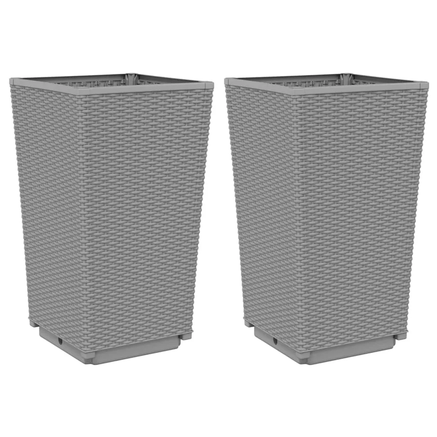 Jardinières 2 pcs gris clair 32,5x32,5x57 cm polypropylène - 2